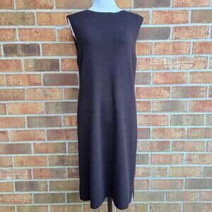 Brown Wool Dress Eileen Fisher Size M Sleeveless Crepe Knit Medium